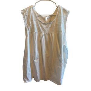 St. John's Bay Womens White Cotton Sleeveless Tank Top Shirt Plus Sz 4X